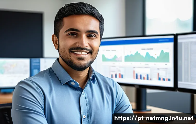 네트워크 자격증 취득 후 커리어 전략 - A professional Brazilian network engineer working in a modern office environment, wearing smart casu...