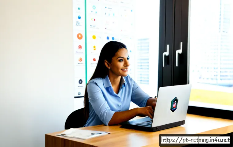 Home 17 네트워크 컨설팅 업무 사례 - Photorealistic network consulting case study, two Brazilian IT consultants reviewing a secure office...